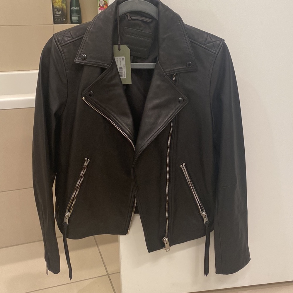 NWT All Saints Womens Dalby Biker Jacket Size 10